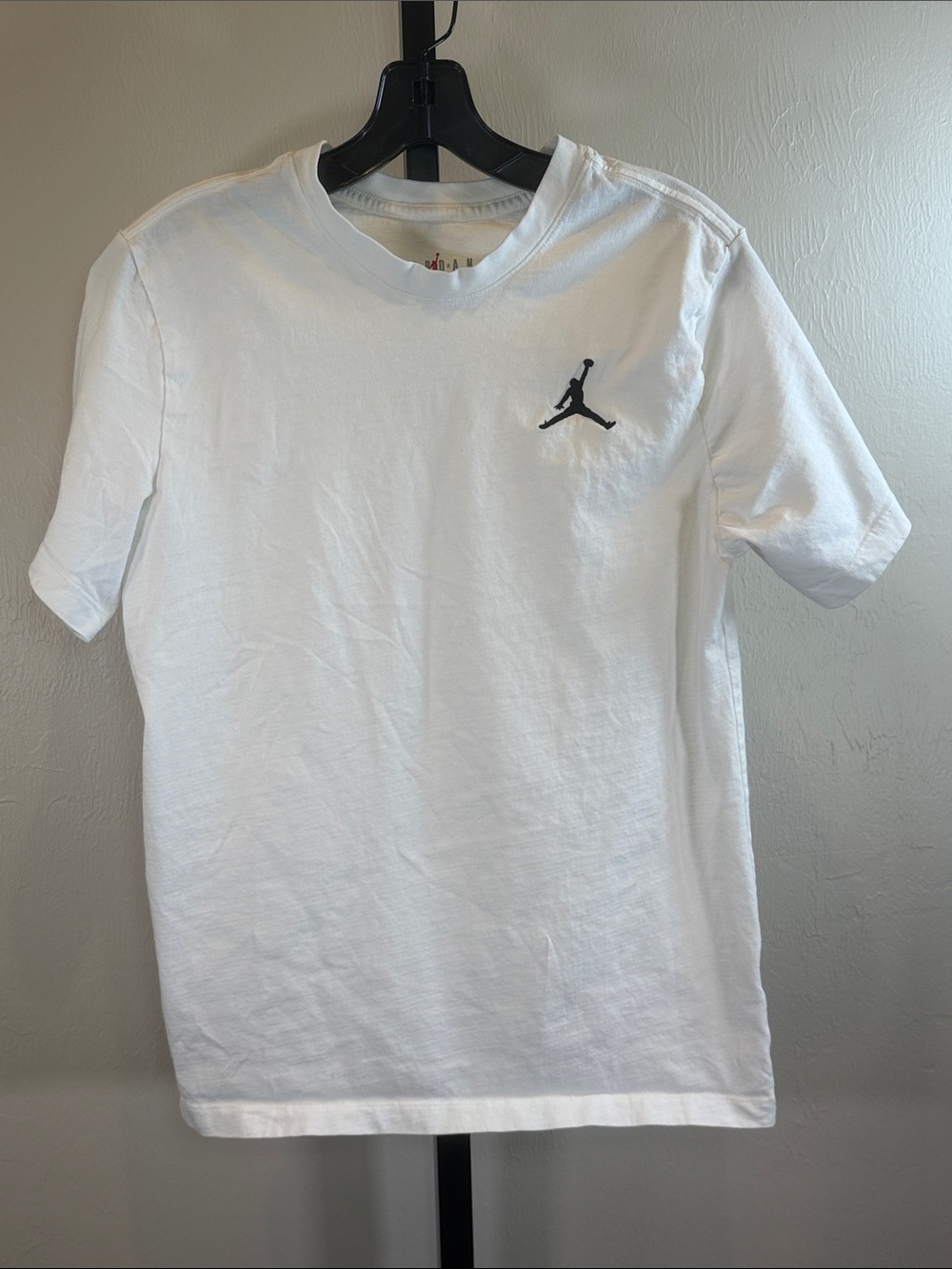 Jordan White Short-Sleeve Tee with Black Jumpman Logo